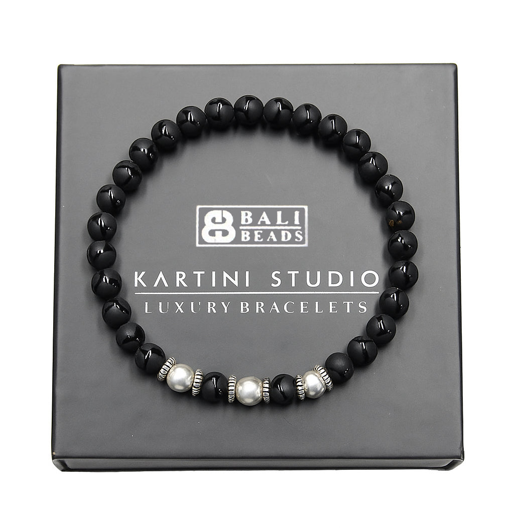 Mattschwarzer Onyx und Sterlingsilber