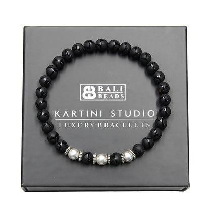 Mattschwarzer Onyx und Sterlingsilber