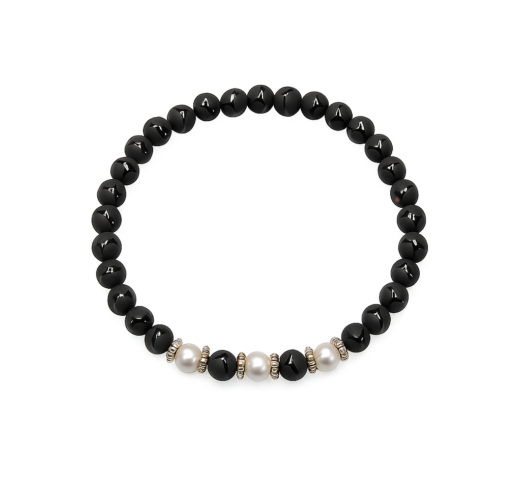 Mattschwarzer Onyx und Sterlingsilber