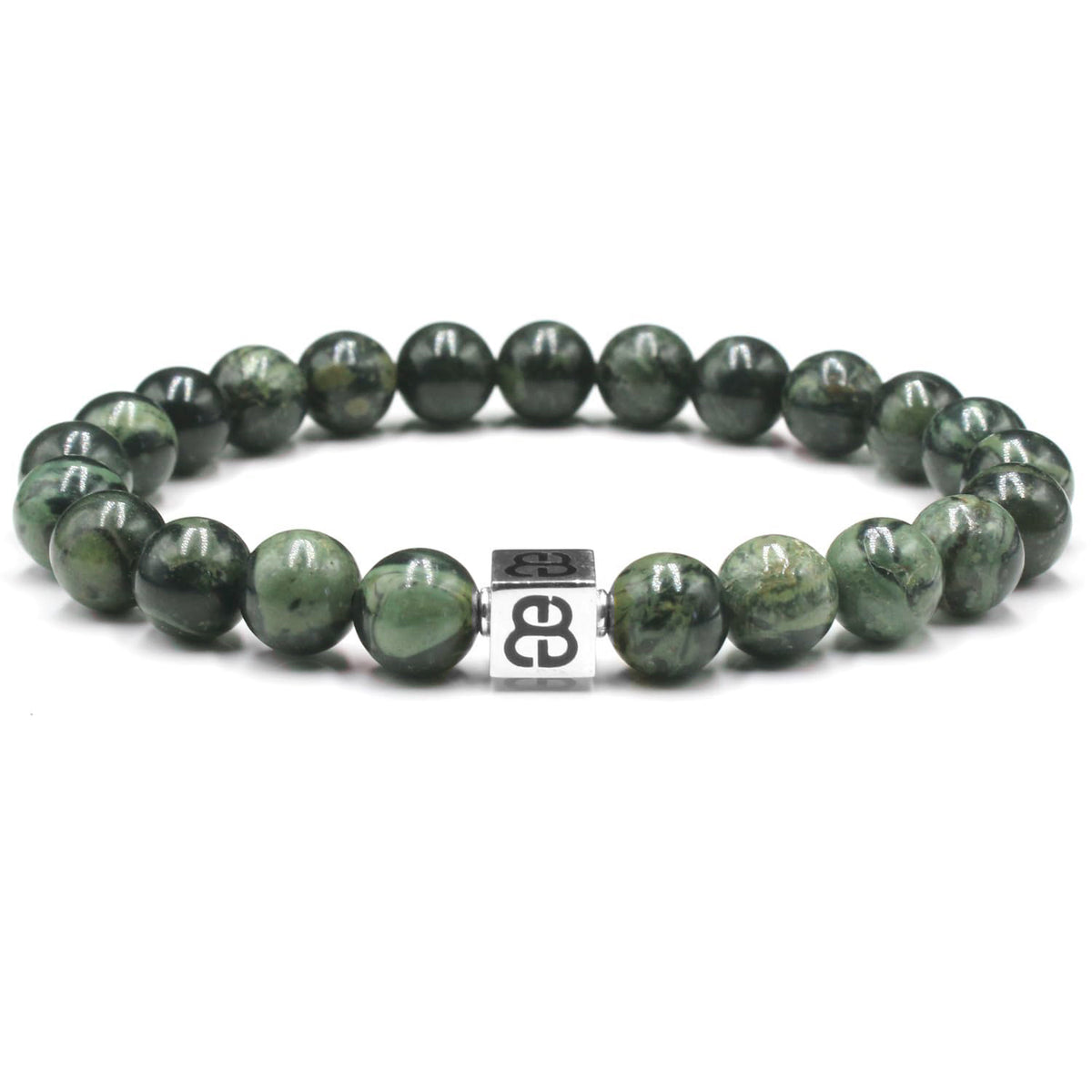 BRACELET ARGENT 925 AVEC JADE VERT ET CAMÉE SARDONIQUE - Longueur 19cm, Semi-rigide, Neuf étiqueté