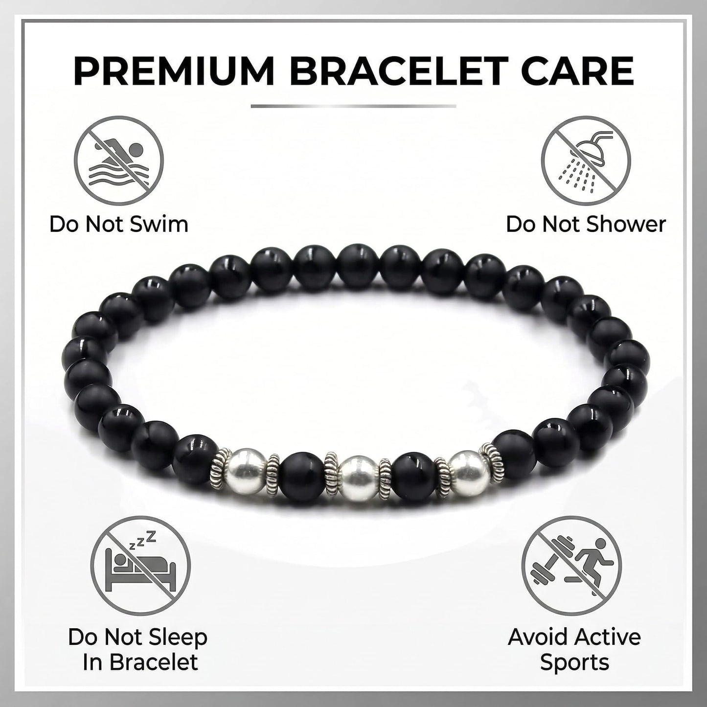 Matte Black Onyx and Sterling Silver