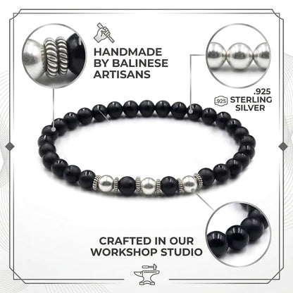 Matte Black Onyx and Sterling Silver