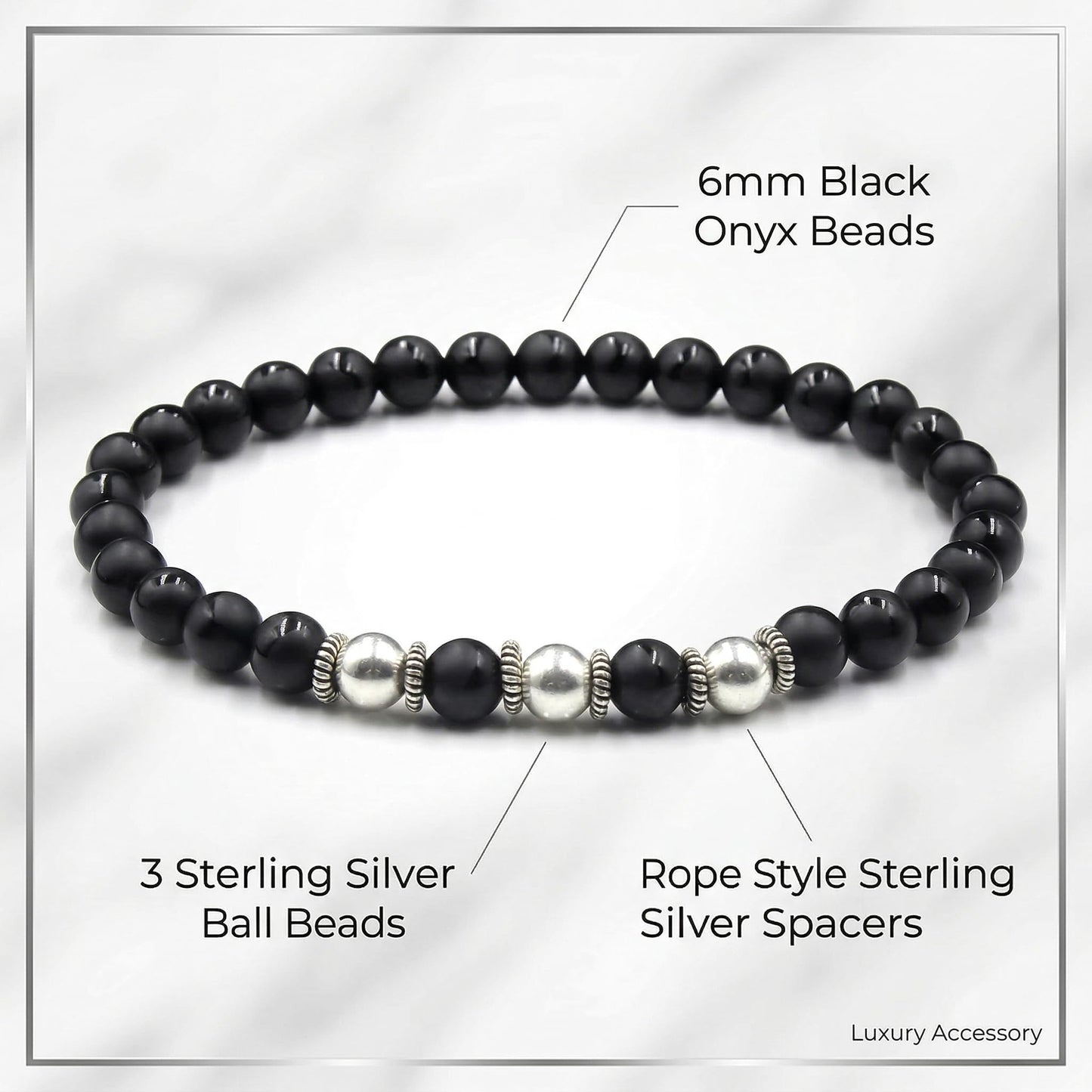 Matte Black Onyx and Sterling Silver