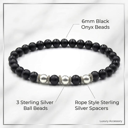 Matte Black Onyx and Sterling Silver