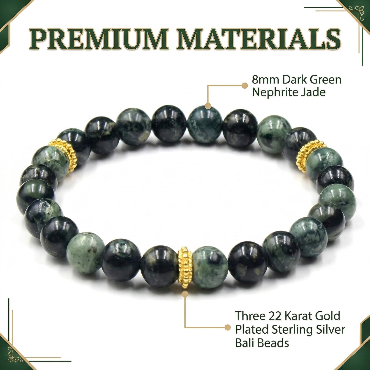 Dunkelgrüne Jade und Gold