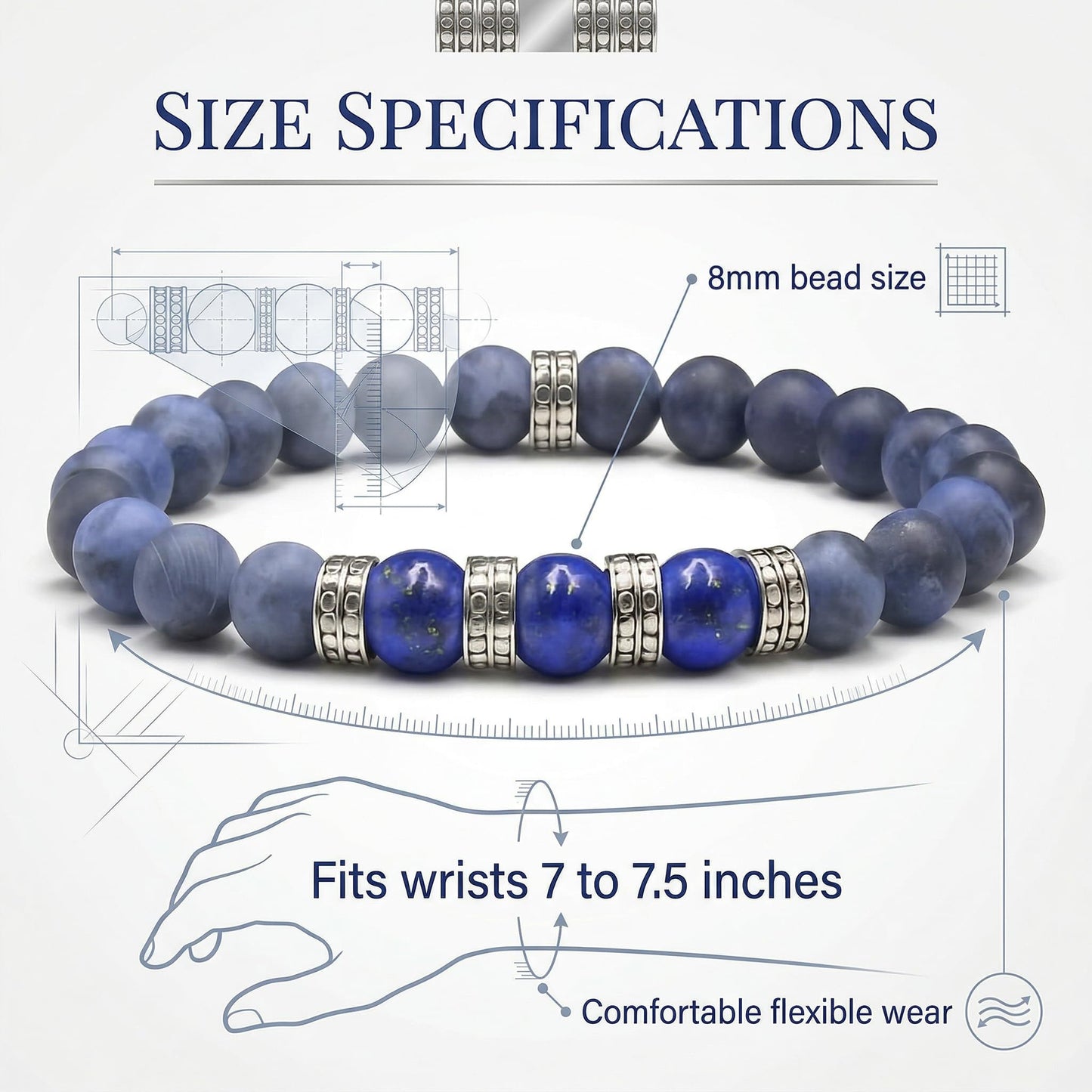 Matte Sodalite and Lapis Lazuli
