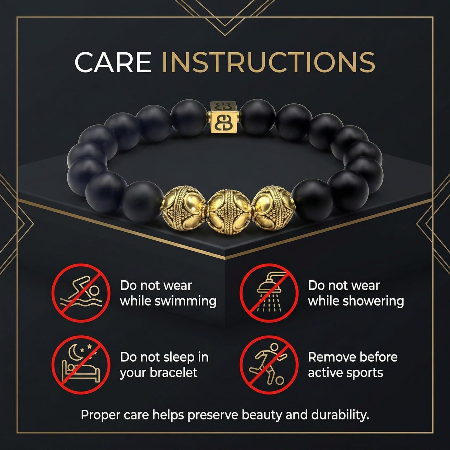 Matte Black Onyx and Gold