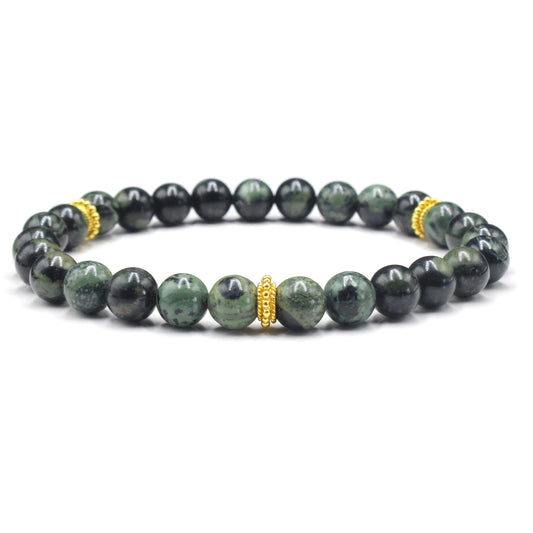 Dark Green Jade and Gold Spacers