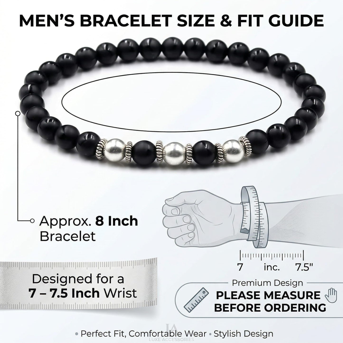 Matte Black Onyx and Sterling Silver
