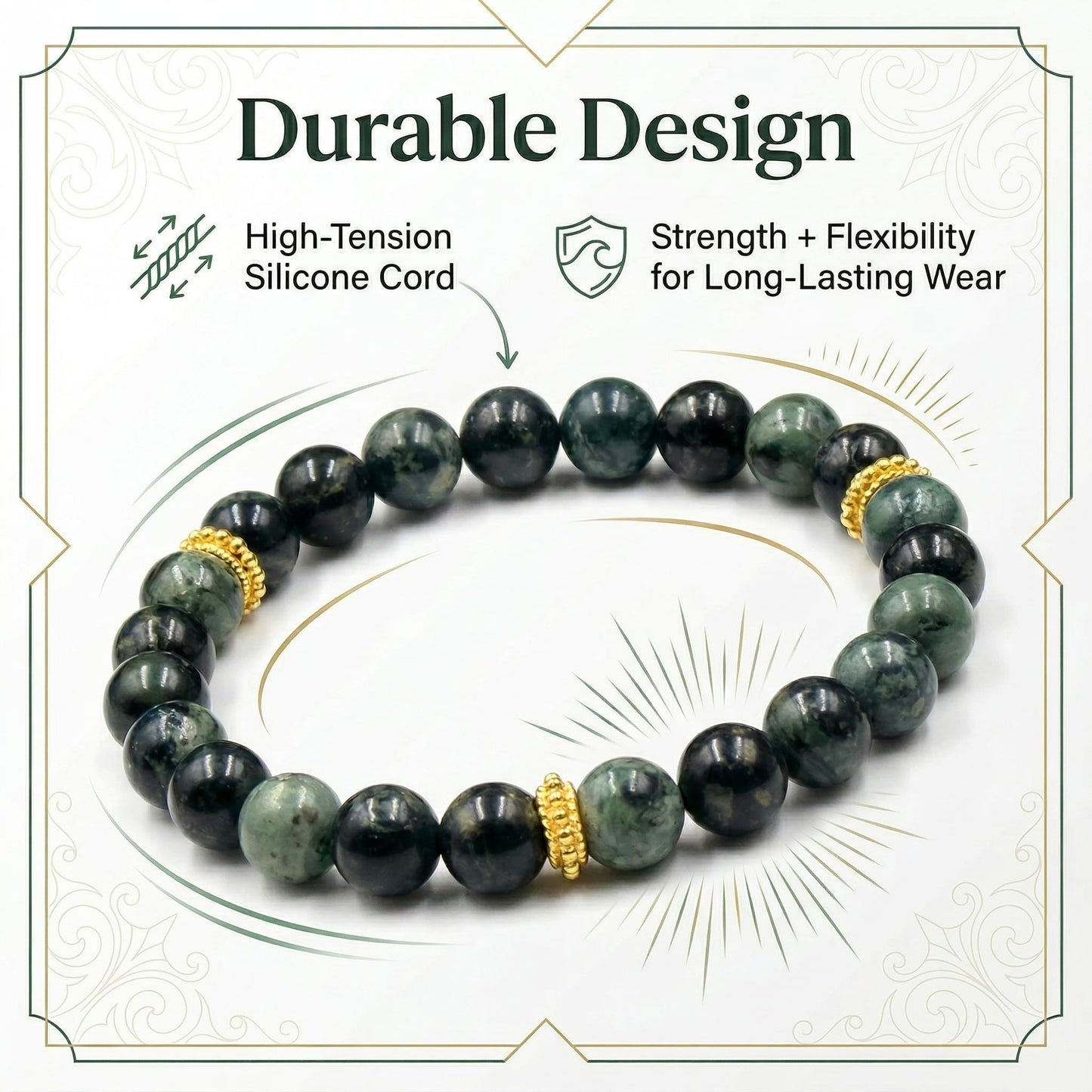 Dunkelgrüne Jade und Gold