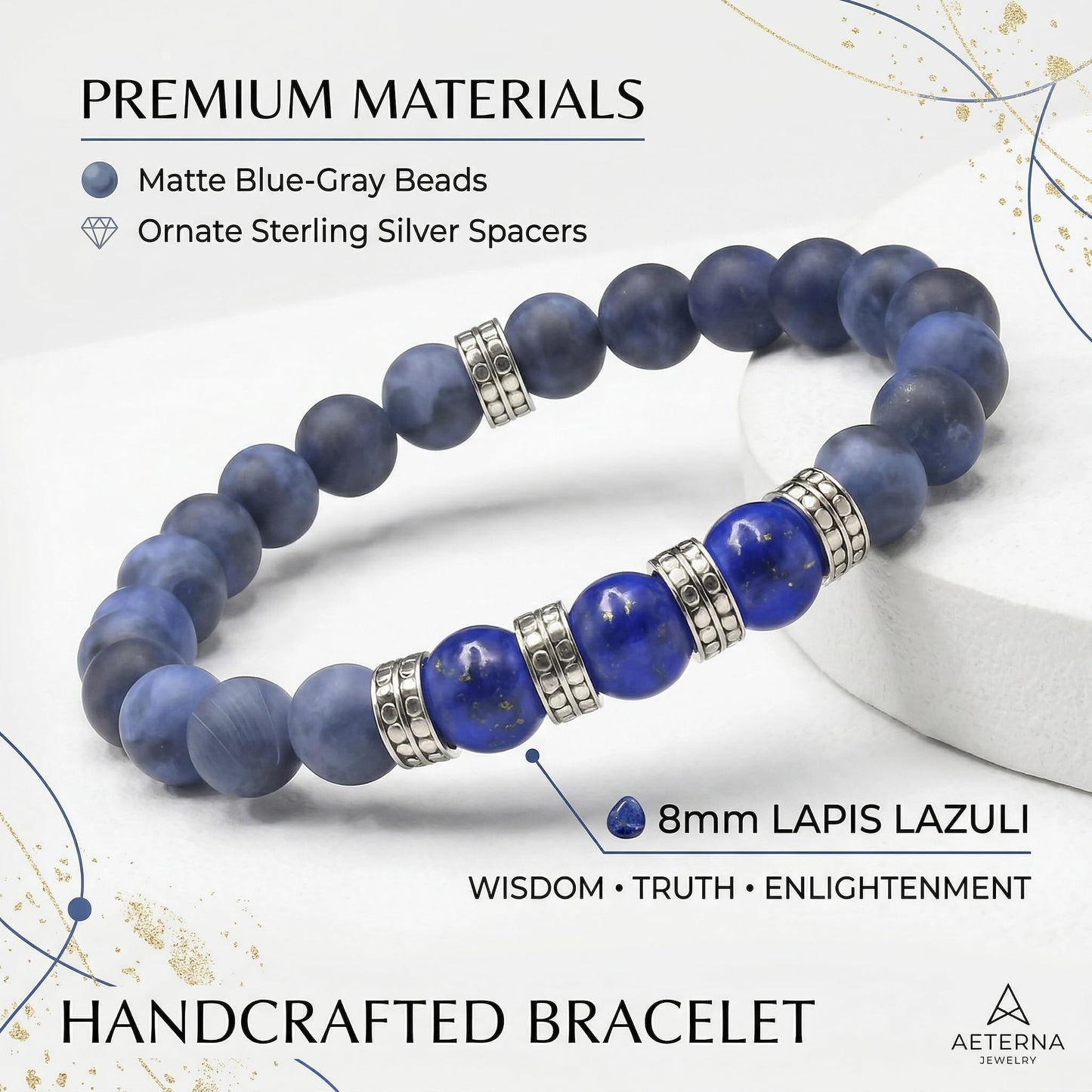 Matte Sodalite and Lapis Lazuli