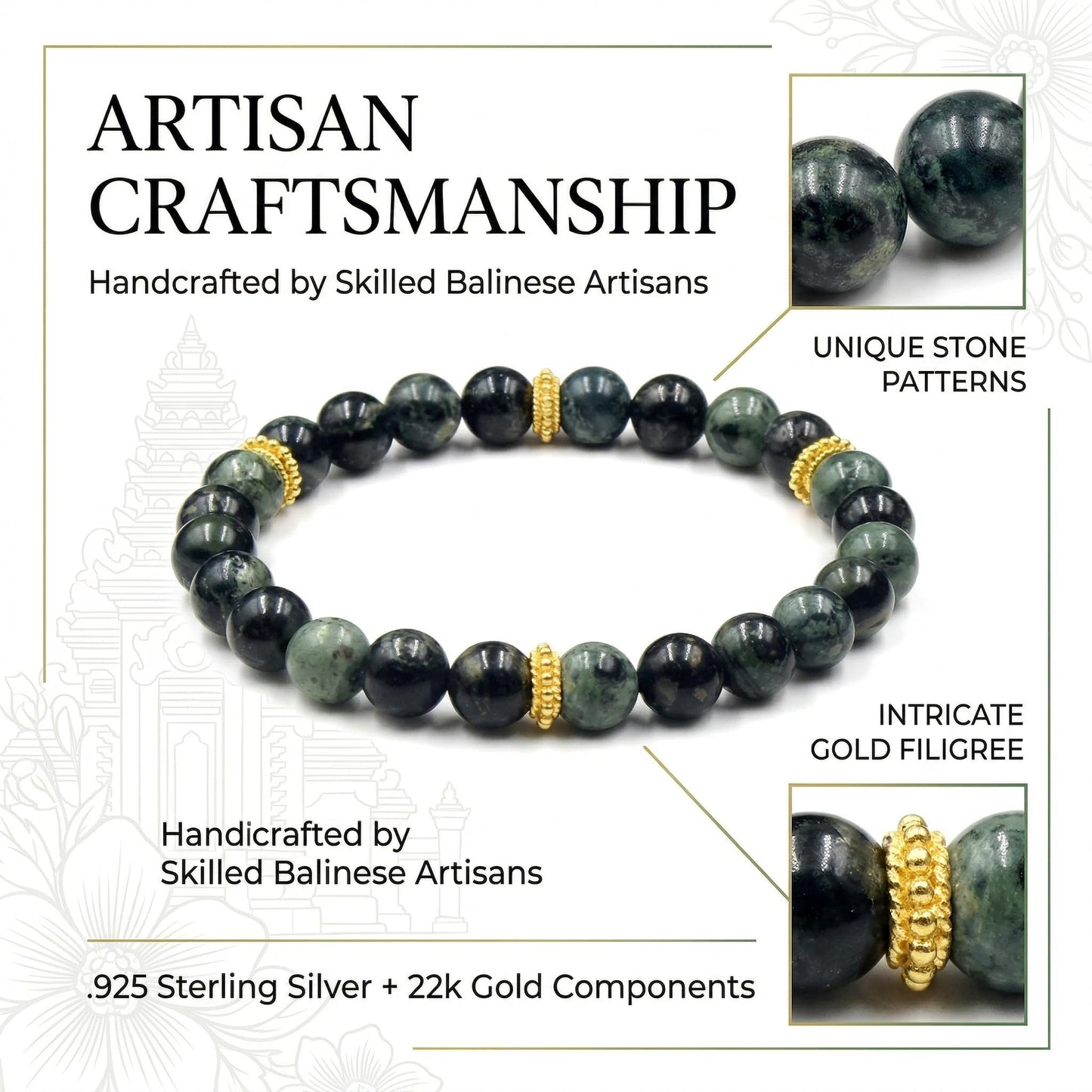 Dunkelgrüne Jade und Gold