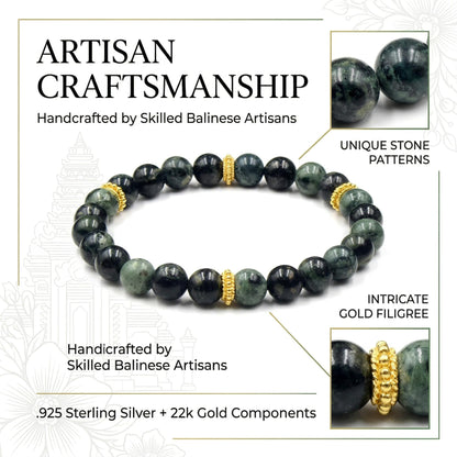 Dunkelgrüne Jade und Gold