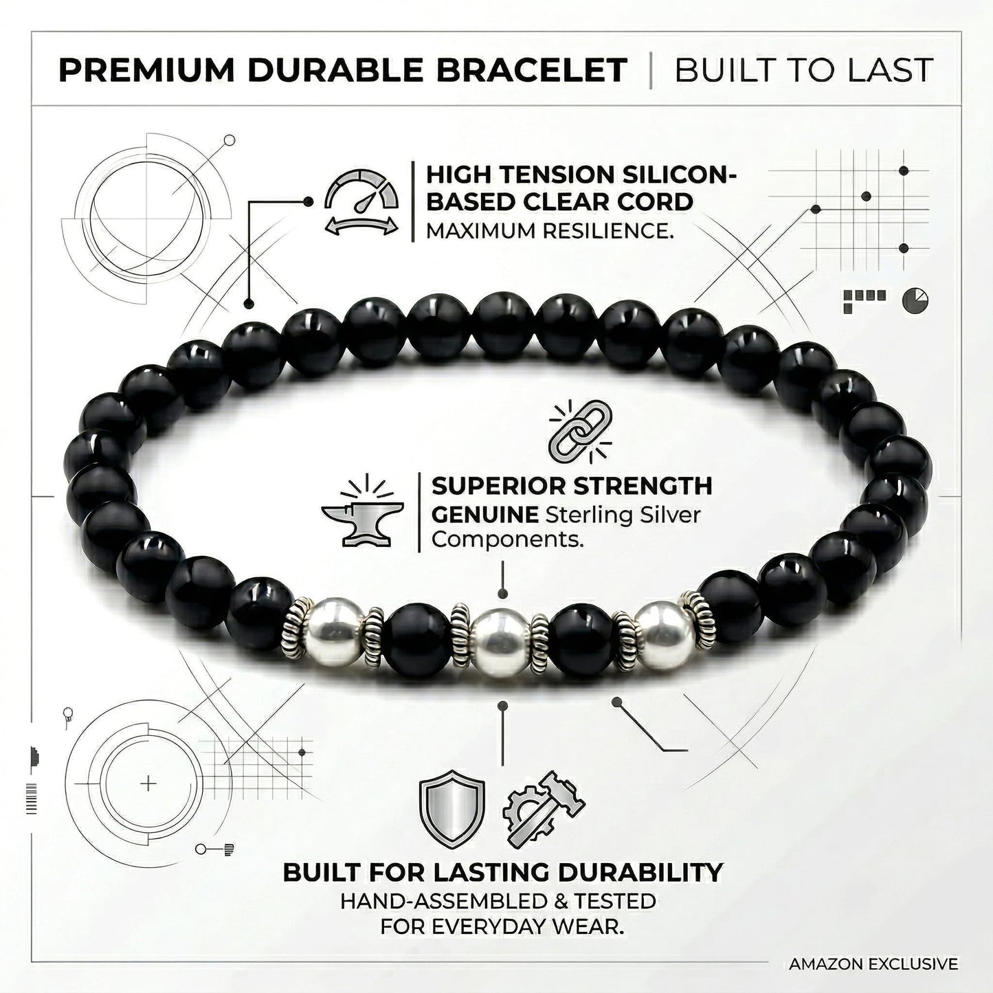 Matte Black Onyx and Sterling Silver
