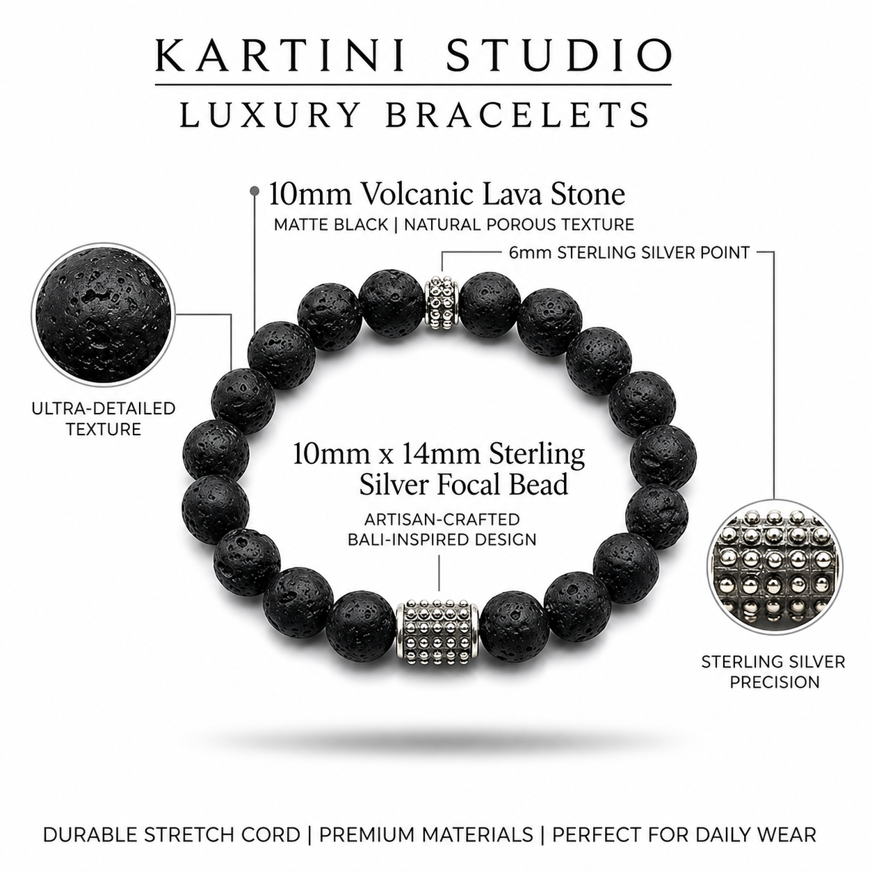 Volcanic Lava and Sterling Silver