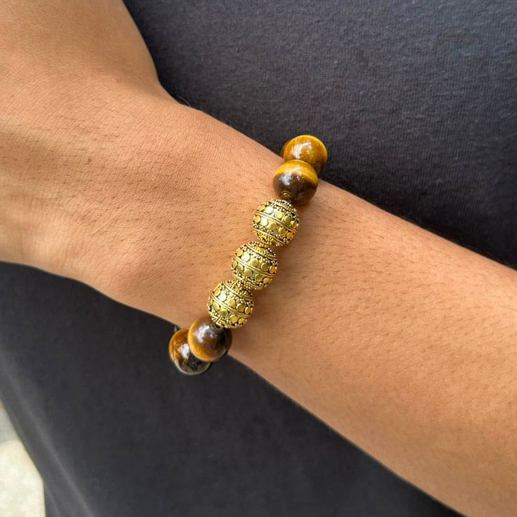 Kartini Studio Grade A Tiger's Eye & good Gold Bracelet