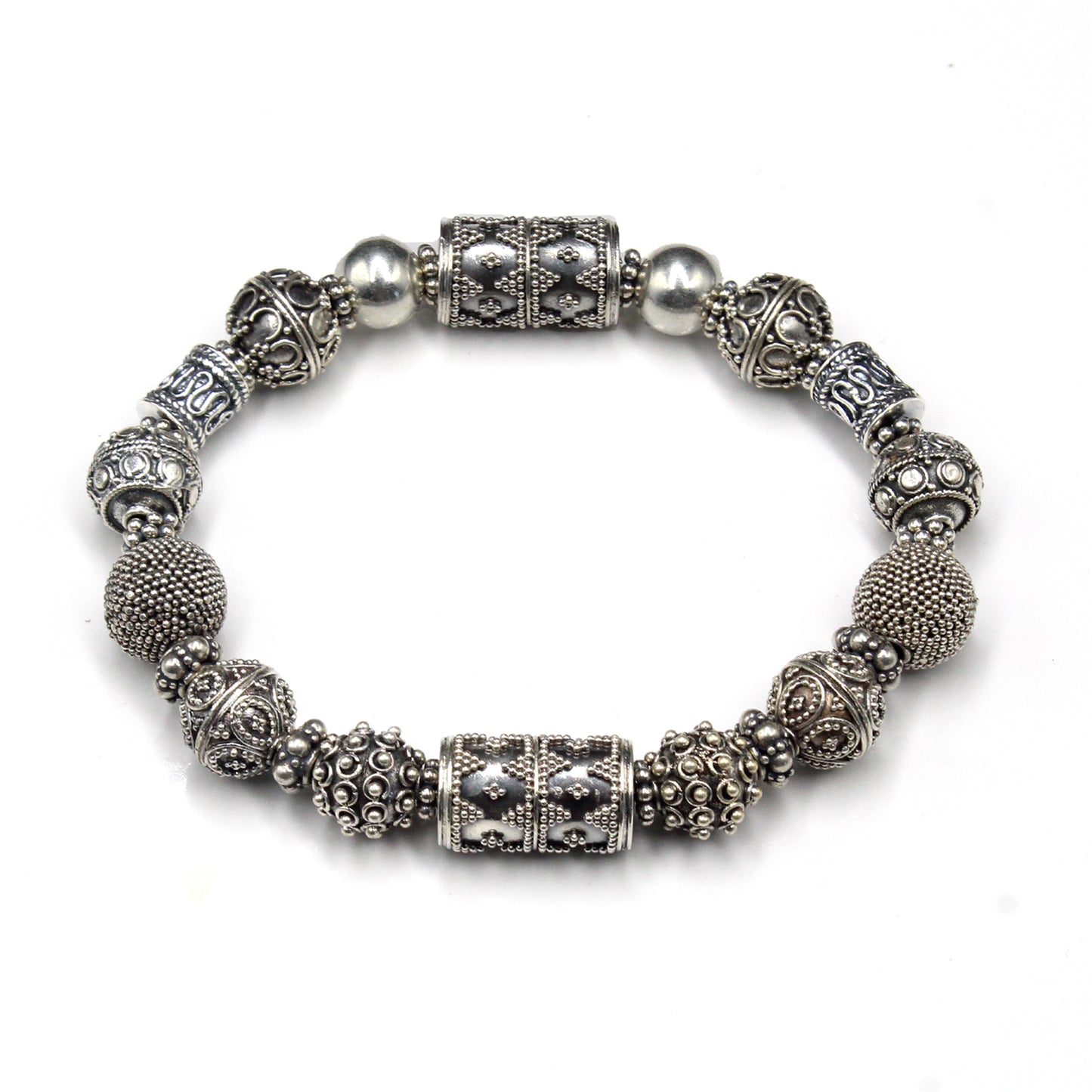 Sterling Silver Bali Beads Bracelet