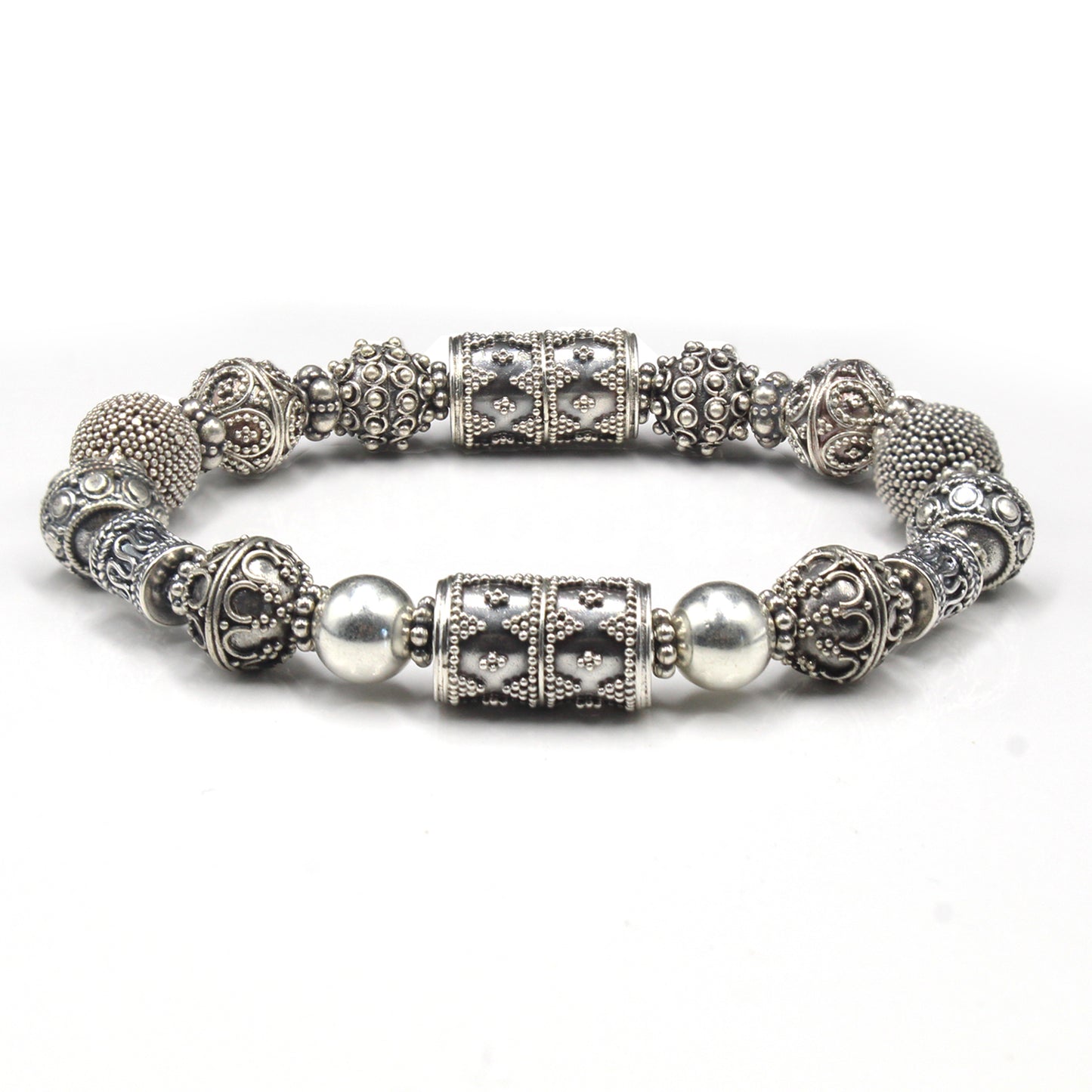 Sterling Silver Bali Beads Bracelet