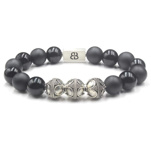 Schwarzer Onyx und Sterling Silber 