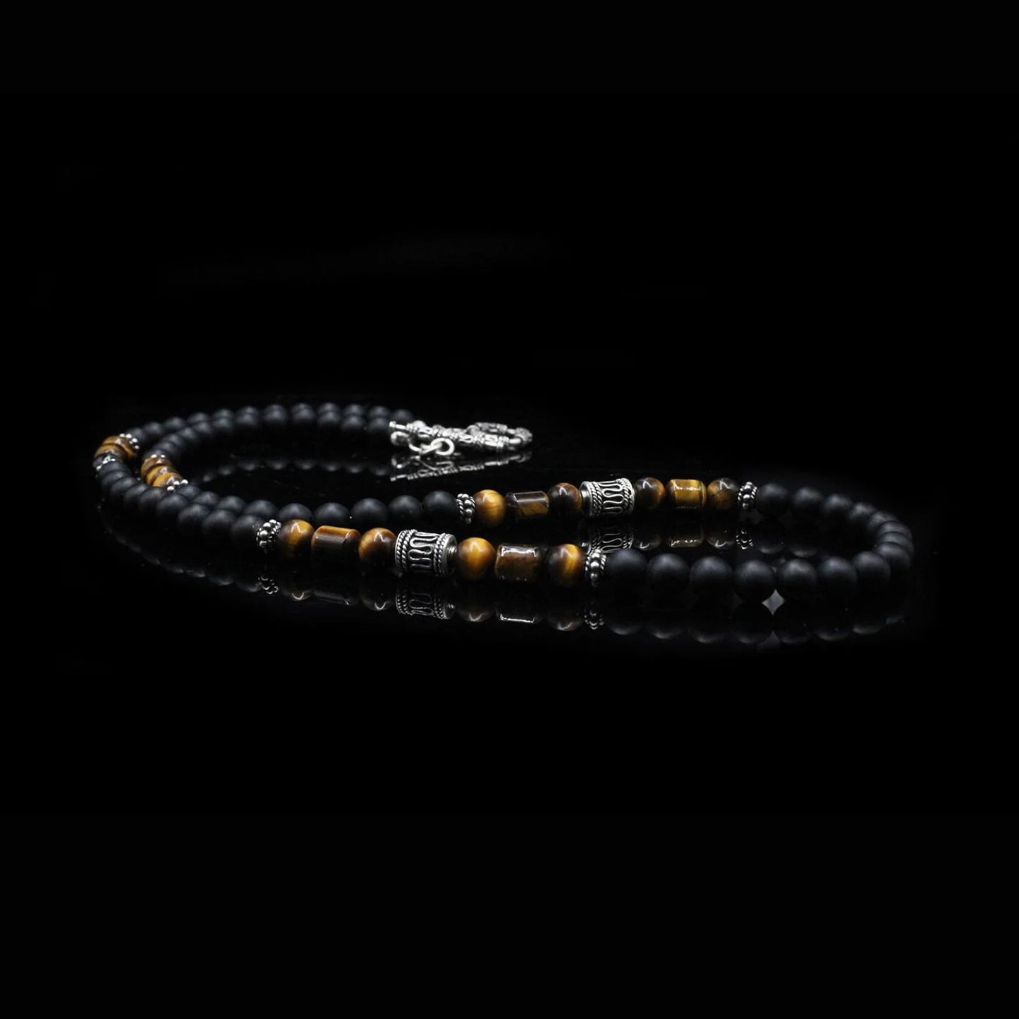 Matte Black Onyx and Tiger's Eye Necklace