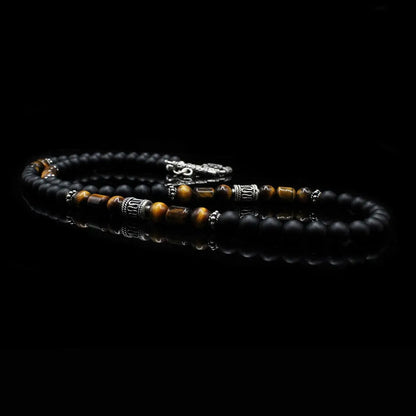 Matte Black Onyx and Tiger's Eye Necklace