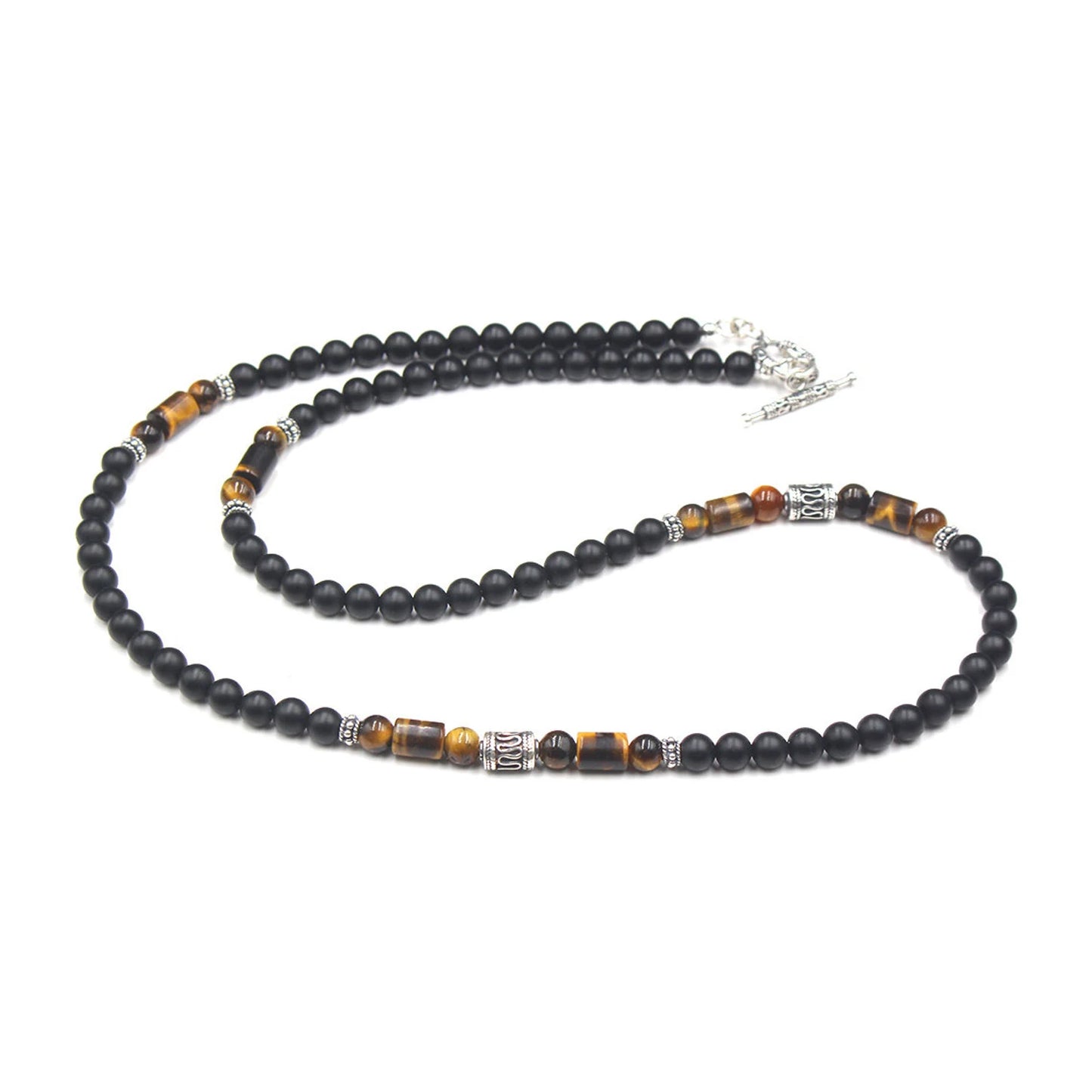 Matte Black Onyx and Tiger's Eye Necklace