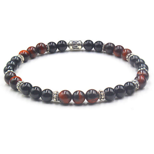Black Onyx, Red Tiger's Eye and Sterling Silver
