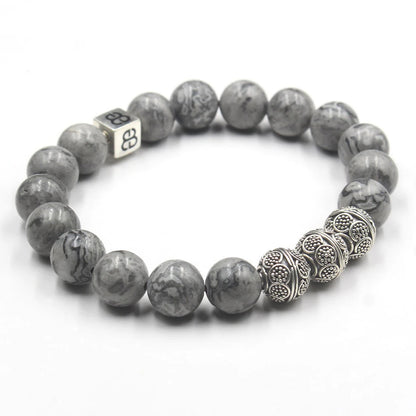 Graues Jaspis-Armband und Sterling-Silber