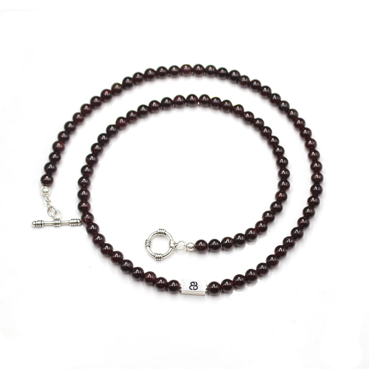 Garnet Stone and Sterling Silver Necklace