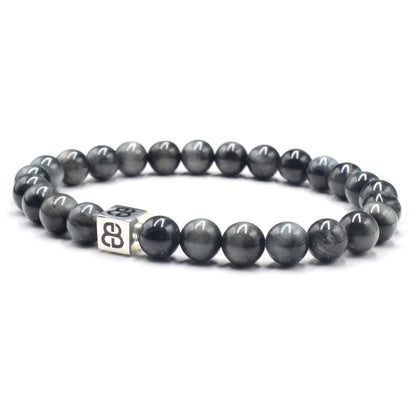 Hawk's Eye Stone Bracelet, Men's Bracelet, Grey Stone Bracelet