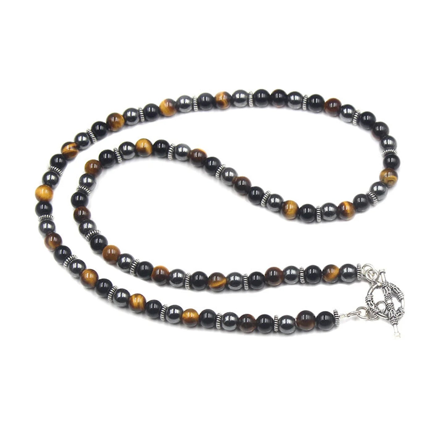 Black Obsidian, Hematite, and Tiger's Eye Necklace