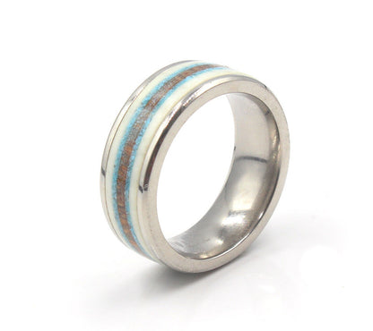 Bull Horn, Turquoise, and Coconut Wood Ring