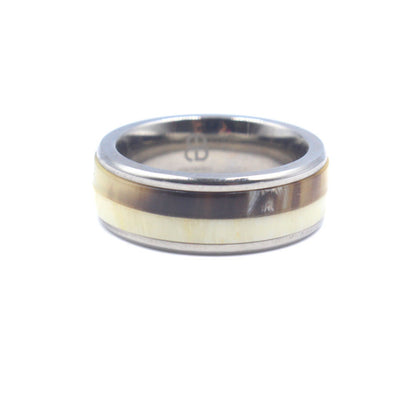 White Bull Horn and Cow Shin Bone Ring