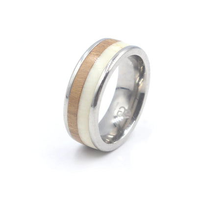 White Bull Horn and Teak Wood Ring