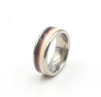 Black Buffalo Horn, White Bull Horn and Red Jasper Ring