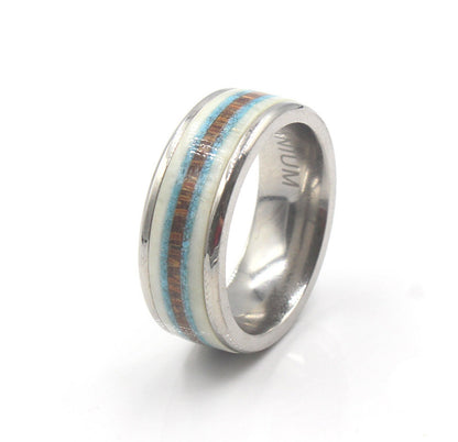 Bull Horn, Turquoise, and Coconut Wood Ring