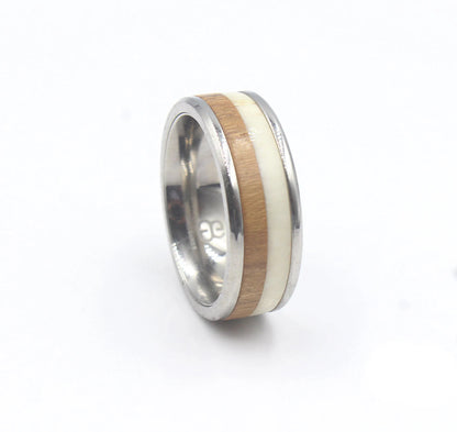 White Bull Horn and Teak Wood Ring