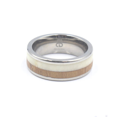 White Bull Horn and Teak Wood Ring