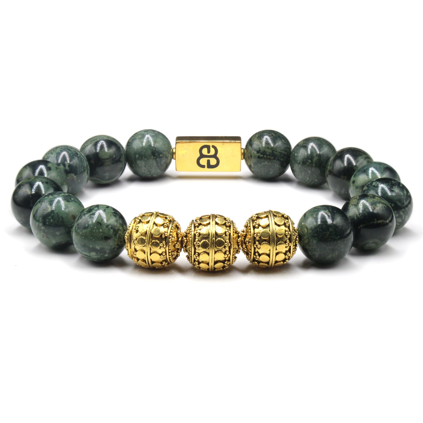 Dark Green Nephrite Jade and Gold