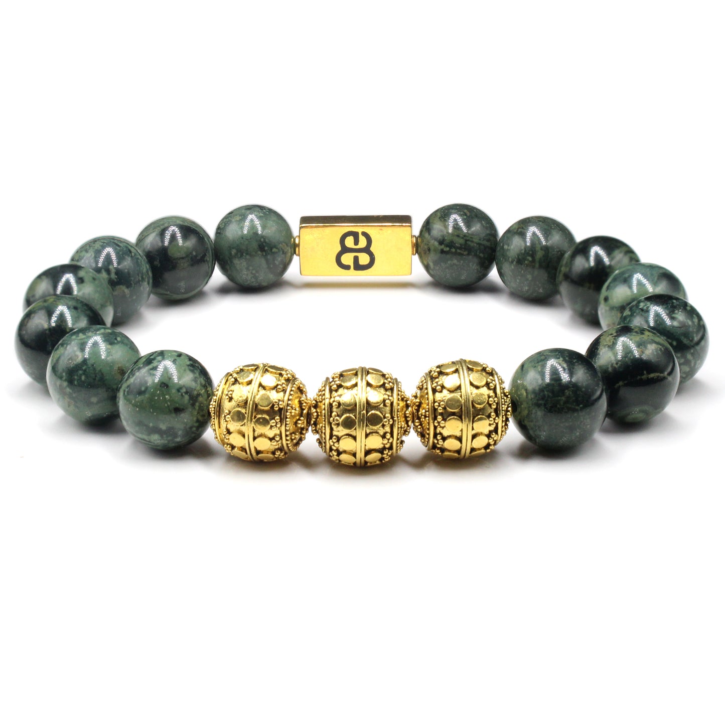 Dark Green Nephrite Jade and Gold