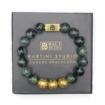 Dark Green Nephrite Jade and Gold