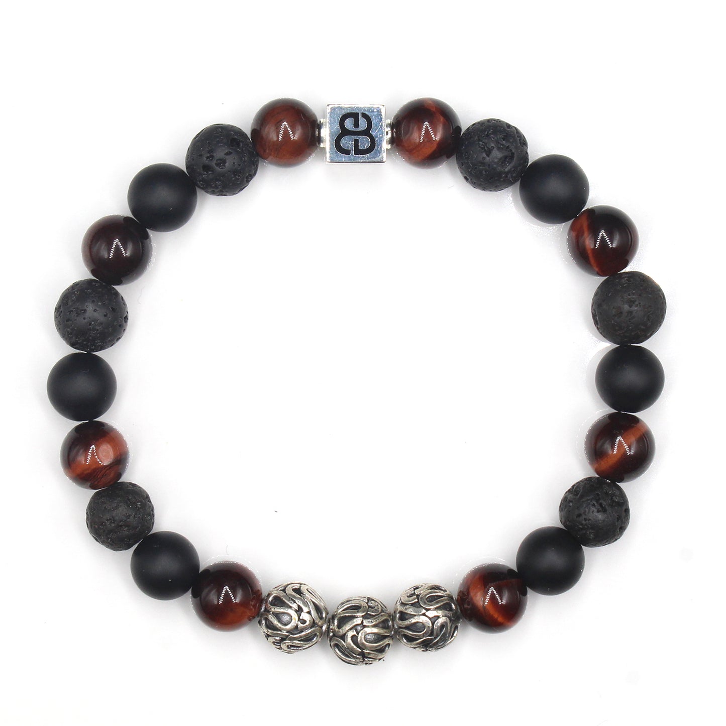 Red Tiger's Eye, Lava , and Matte Black Onyx