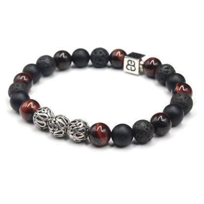 Red Tiger's Eye, Lava , and Matte Black Onyx