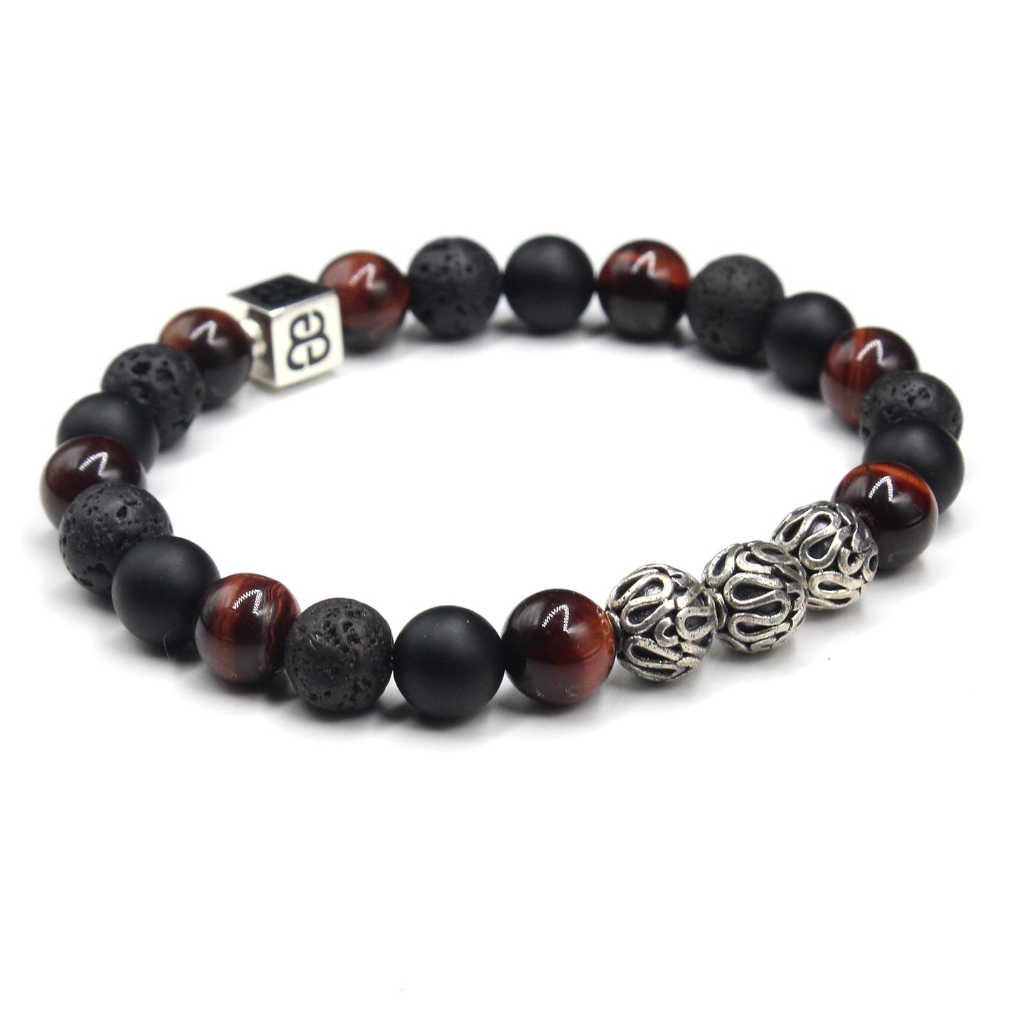 Red Tiger's Eye, Lava , and Matte Black Onyx