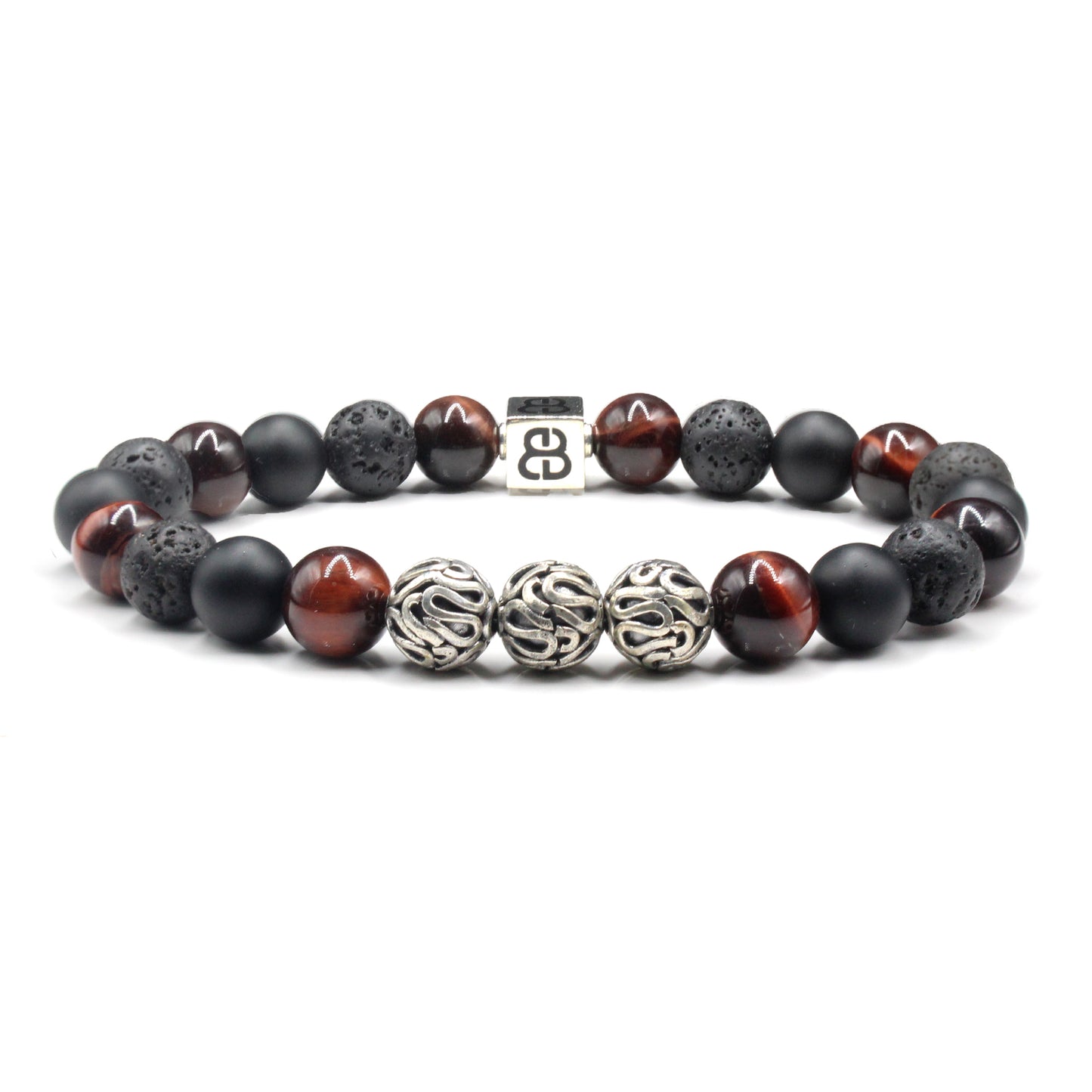 Red Tiger's Eye, Lava , and Matte Black Onyx