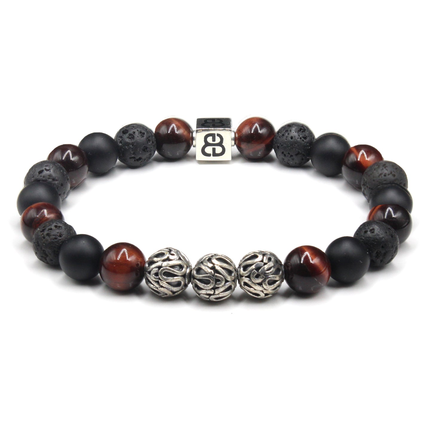 Red Tiger's Eye, Lava , and Matte Black Onyx