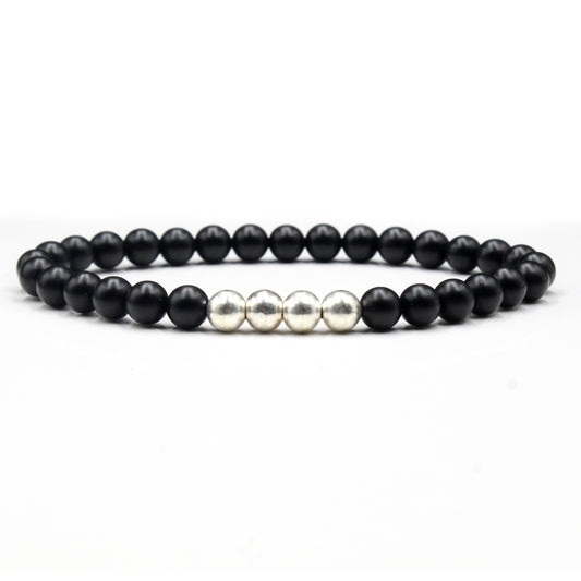 Matte Black Onyx with Sterling Silver