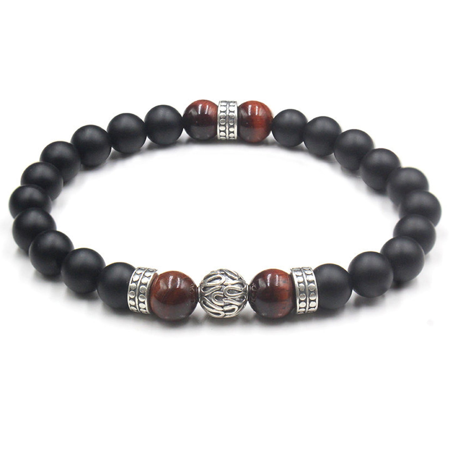 Onyx, rotes Tigerauge und Silber