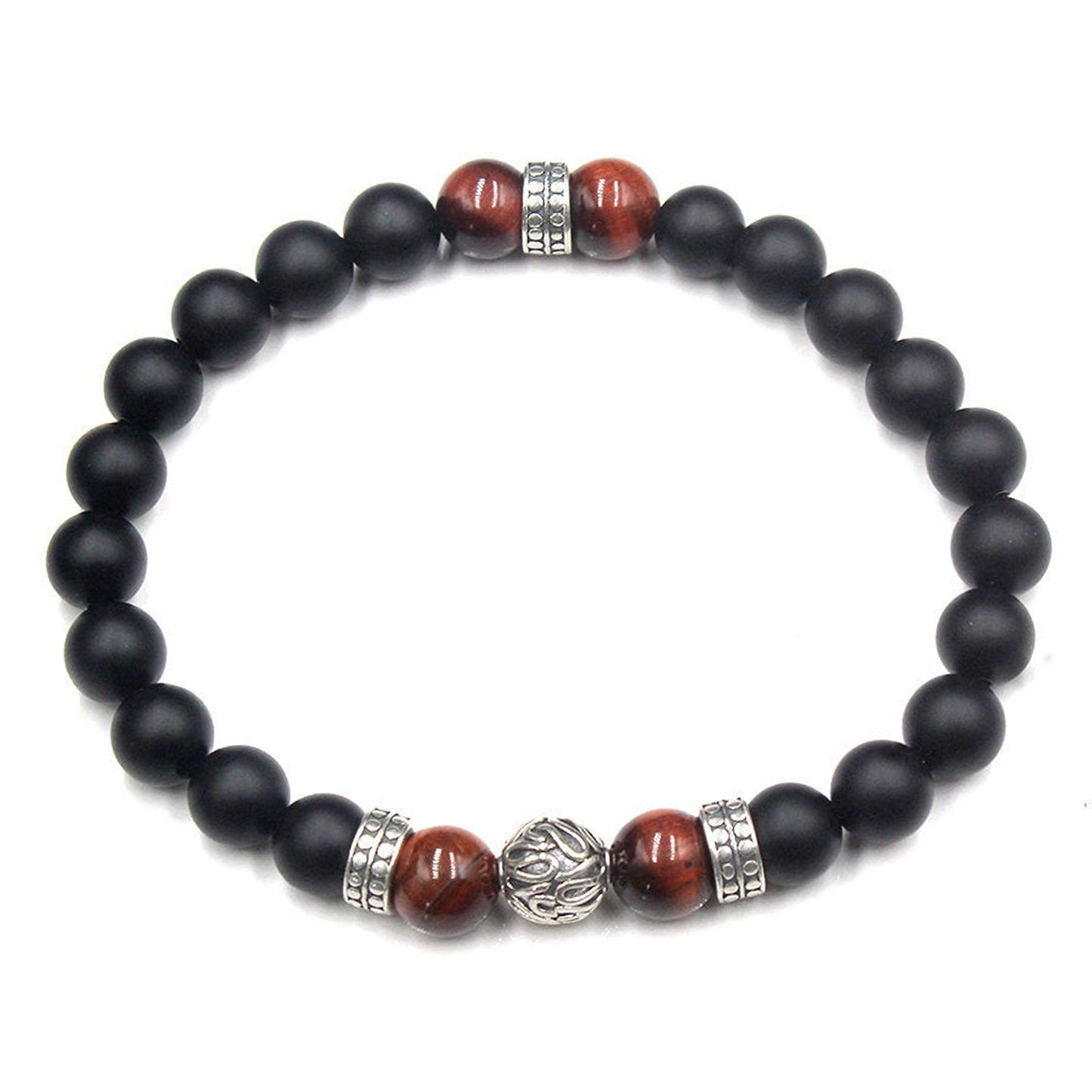 Onyx, rotes Tigerauge und Silber