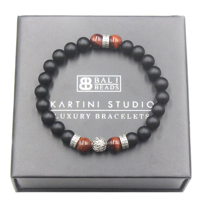 Onyx, rotes Tigerauge und Silber